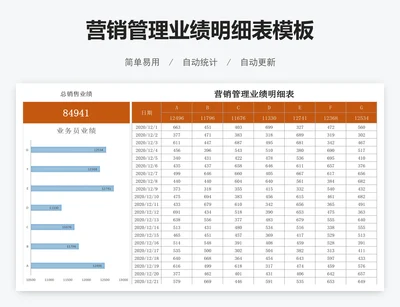 营销管理业绩明细表模板