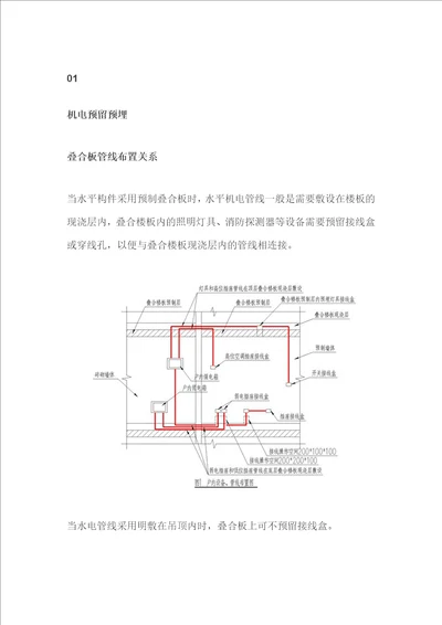 叠合板构件内的机电预留预埋