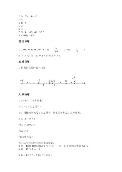 小学六年级下册数学期末卷附参考答案（精练）.docx