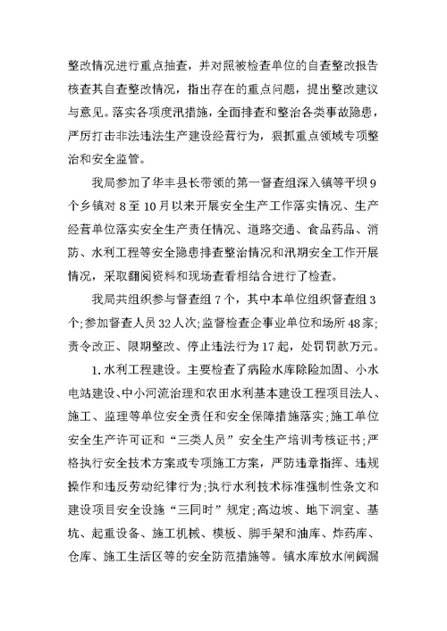 XX水利安全生产工作总结