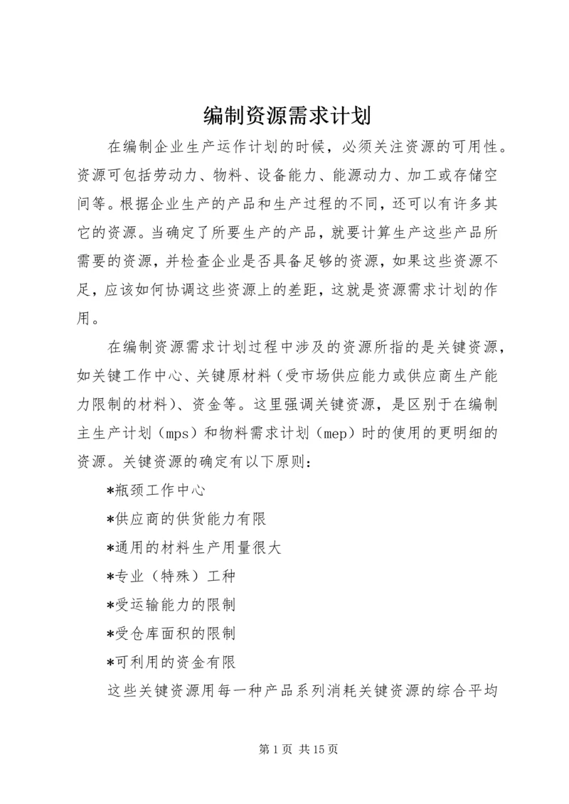 编制资源需求计划.docx