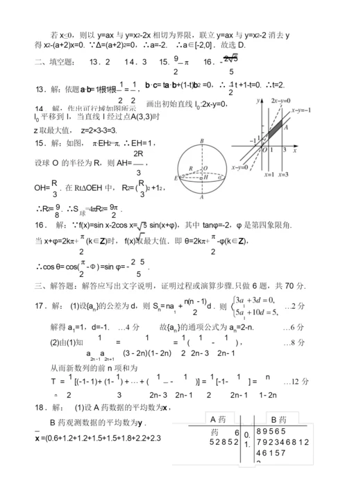 2013年高考全国1卷文科数学试题及答案(详细解析版,精校版).docx