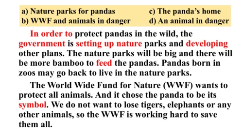 Module 6 Unit 2 The WWF is working hard to save th