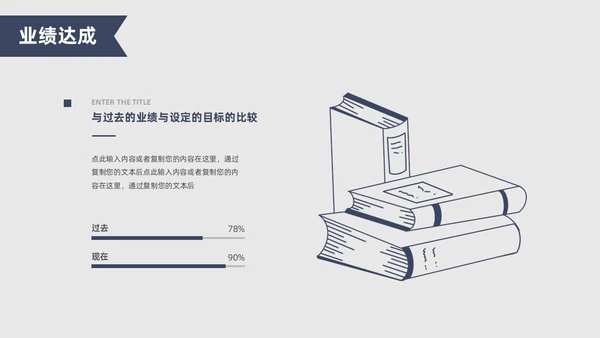 极简风厚书本简笔画创意蓝灰年终述职报告PPT模板