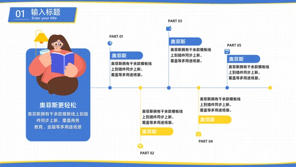 白蓝色扁平插画风项目工作策划汇报