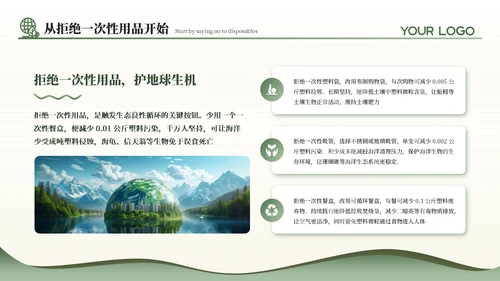 绿色商务风公益环保通用PPT模板