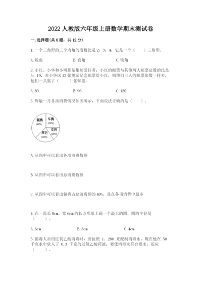 2022人教版六年级上册数学期末测试卷精品【典优】.docx