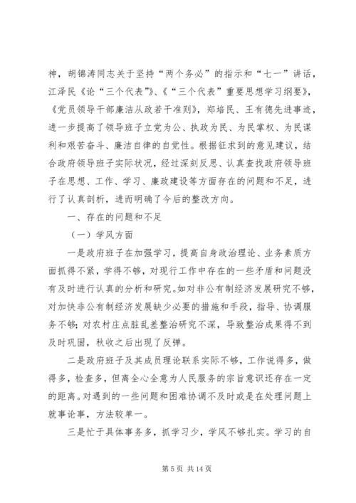 政府党组民主生活会材料 (6).docx