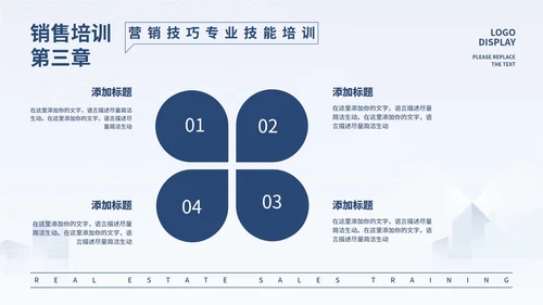 蓝色微立体房地产销售培训PPT模板