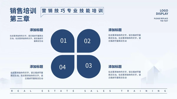 蓝色微立体房地产销售培训PPT模板