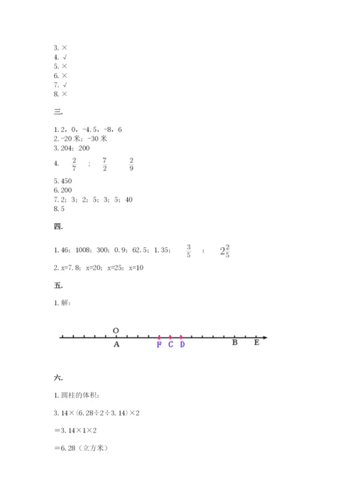 苏教版六年级数学下学期期末测试题a4版.docx