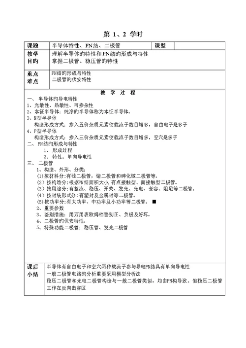 中等职业学校电子重点技术基础教案