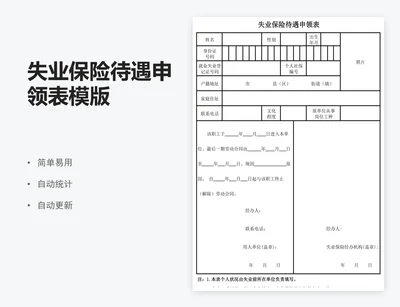失业保险待遇申领表模版