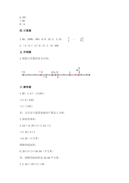 沧州市盐山县六年级下册数学期末测试卷及答案一套.docx