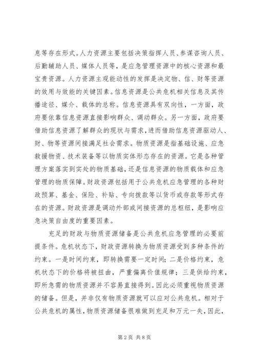 公共危机应急管理资源配置原则思考措施.docx