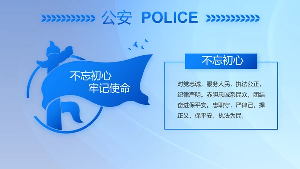 蓝色大气公安警察主题年年终总结PPT