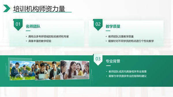 绿色商务风考研机构市场分析PPT
