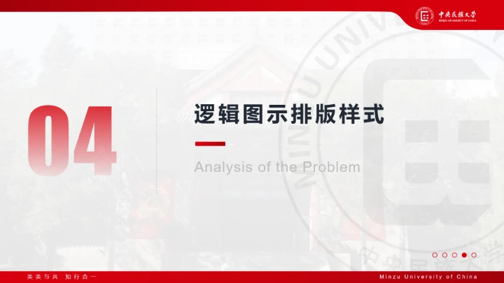 红色主题风格中央民族大学专属课题学术汇报毕业答辩通用PPT模板