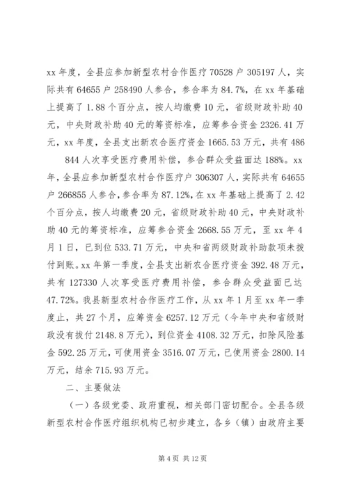 县新型农村合作医疗工作情况报告.docx