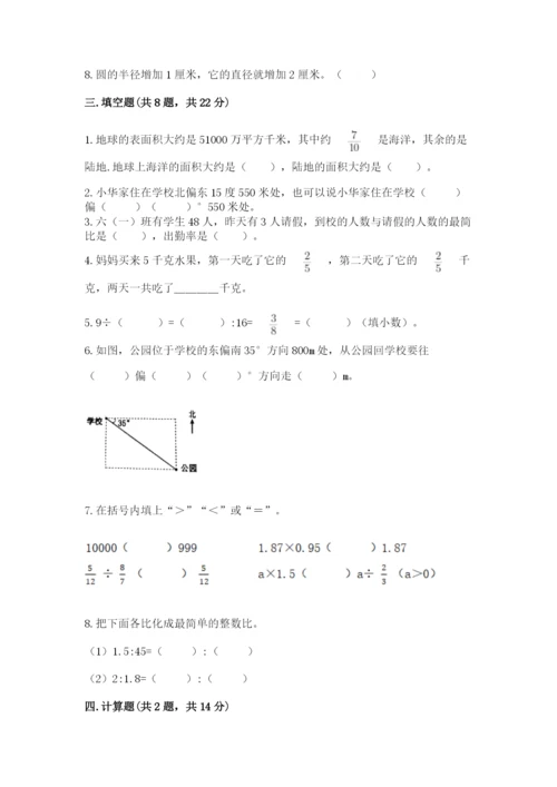 人教版六年级上册数学期末测试卷含答案【黄金题型】.docx