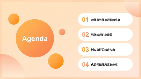 橙色3D风师德师风演讲交流活动PPT模板