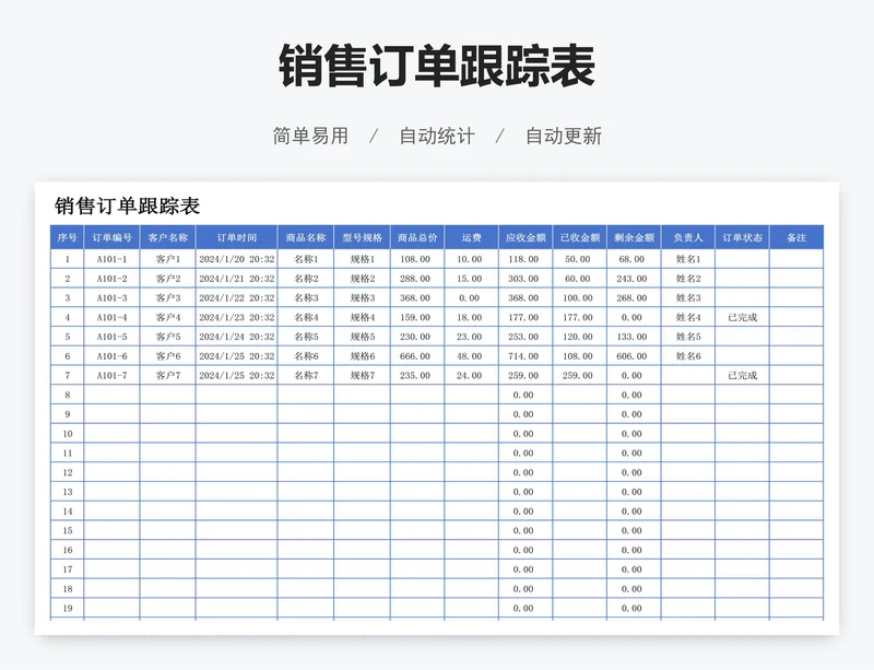 销售订单跟踪表