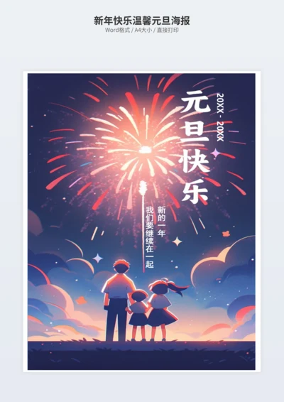 新年快乐温馨元旦海报