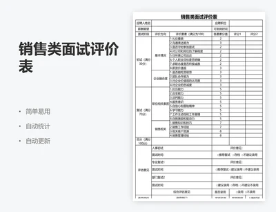 销售类面试评价表