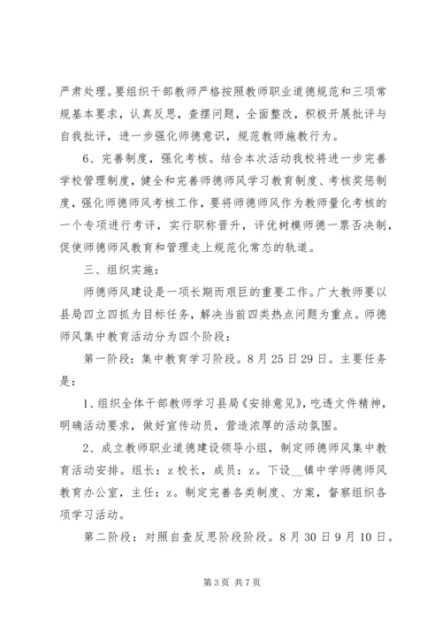 镇中“立师德、树师表、抓师纪、正师风”专项整治活动方案.docx