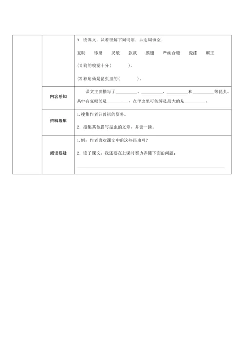 4《昆虫备忘录》（创新教案+课堂活动卡+课前预学案）