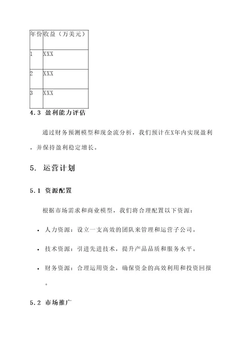 成立子公司投资方案