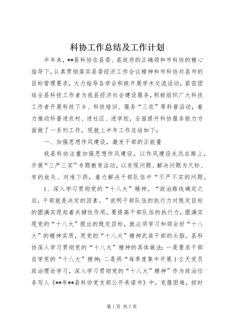 科协工作总结及工作计划.docx