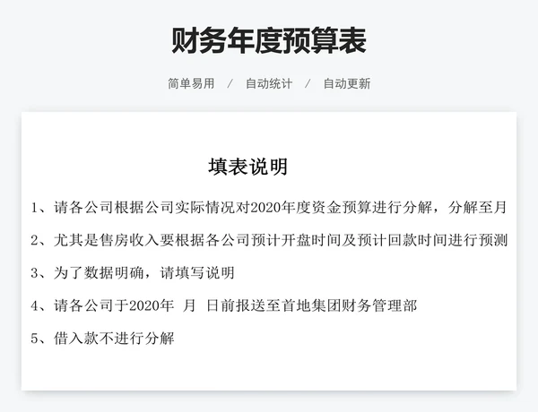 财务年度预算表