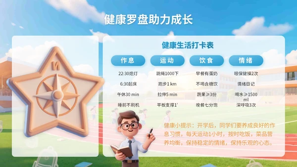 蓝色3D立体风三年二班开学主题班会PPT模版