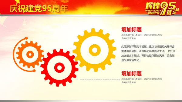 辉煌历程庆祝建党95周年建党节PPT图片