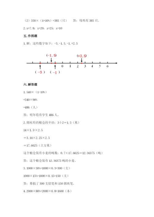 长岭县六年级下册数学期末测试卷审定版.docx