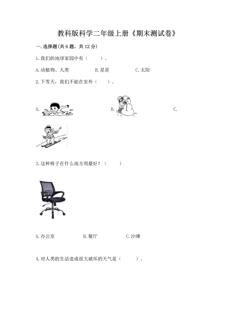 教科版科学二年级上册《期末测试卷》含完整答案（考点梳理）.docx