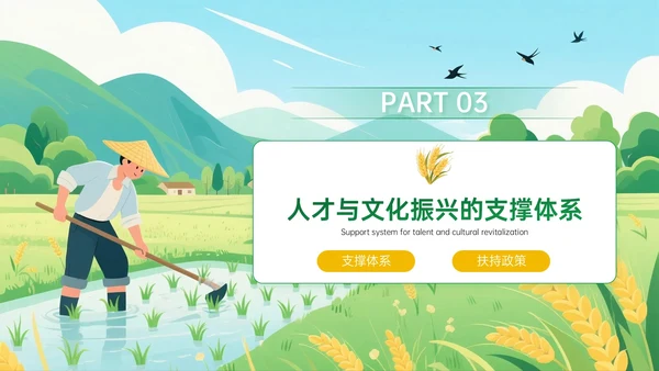 黄绿色插画风关于乡村全面振兴新征程PPT模板