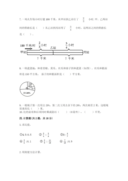 2022六年级上册数学期末测试卷含完整答案【名师系列】.docx