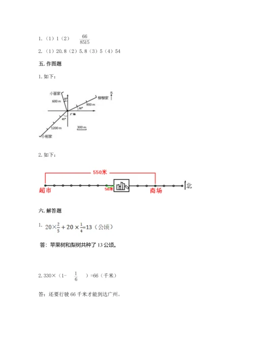 人教版六年级上册数学 期中测试卷附参考答案【夺分金卷】.docx