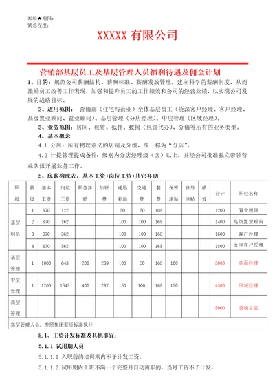 房产中介公司-薪酬计划