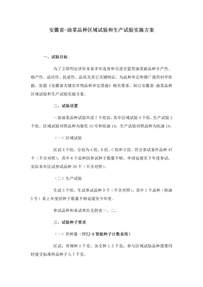 安徽省油菜品种区域试验和生产试验实施专项方案.docx