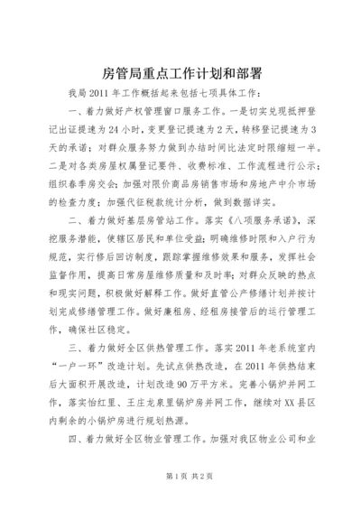 房管局重点工作计划和部署.docx