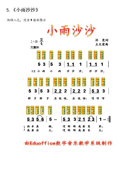 eduoffice数字音乐教学系统小乐器指法参照图示