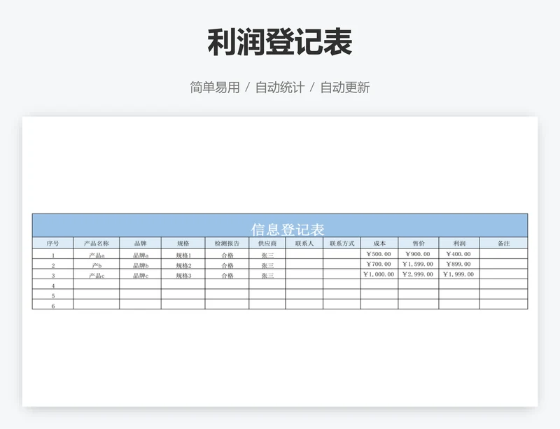 利润登记表