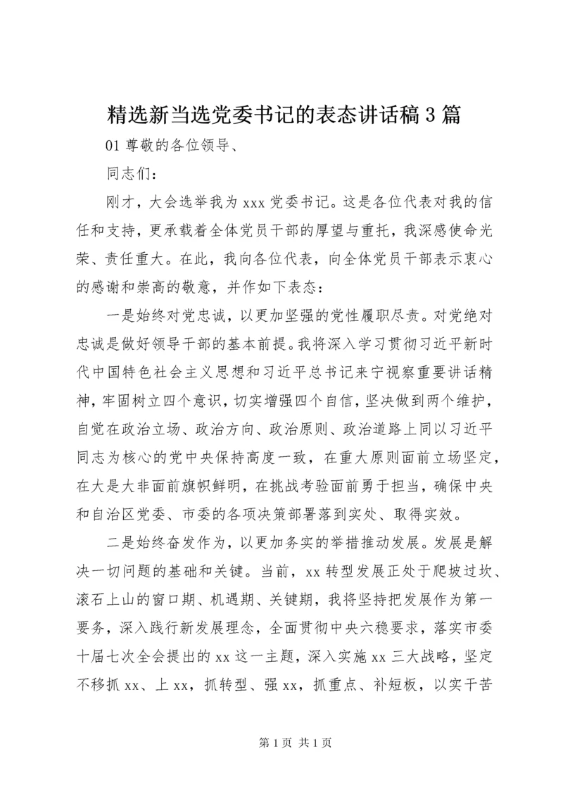 精选新当选党委书记的表态讲话稿3篇.docx