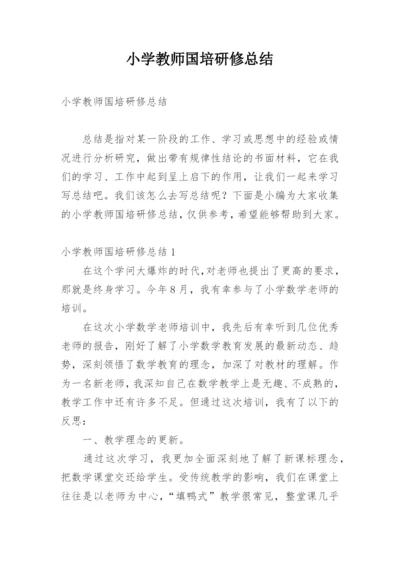 小学教师国培研修总结.docx