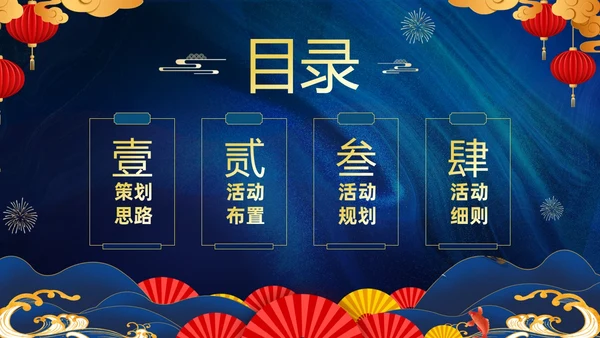 蓝色大气国潮中国风企业2024年企业国潮风年会策划PPT