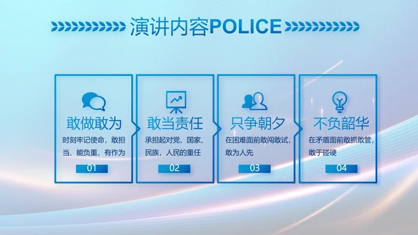 蓝色大气民警工作总结汇报PPT动态模板