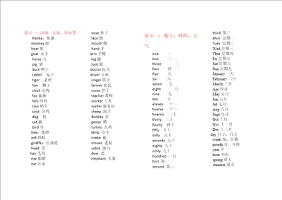 小学英语单词分类表自己整理